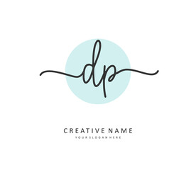 DP Initial letter handwriting and signature logo. A concept handwriting initial logo with template element.