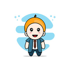 Cute businessman character wearing orange costume.