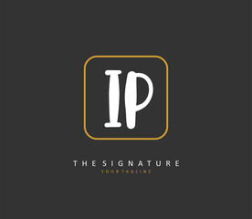IP Initial letter handwriting and signature logo. A concept handwriting initial logo with template element.