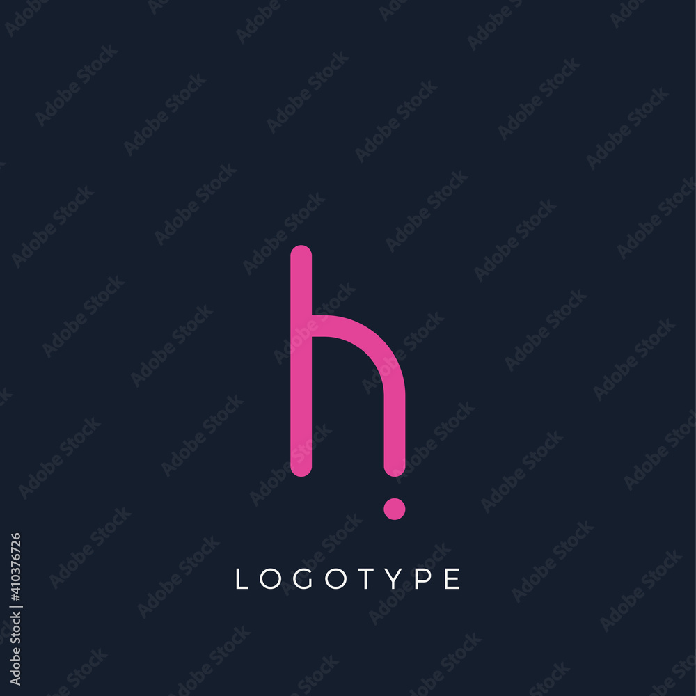 Poster minimalist letter h with dots, awesome monogram. lowercase letter for modern and creative logo conce