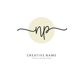 NP Initial letter handwriting and signature logo. A concept handwriting initial logo with template element.