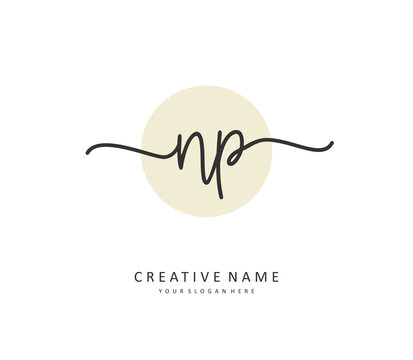 NP Initial letter handwriting and signature logo. A concept handwriting initial logo with template element.