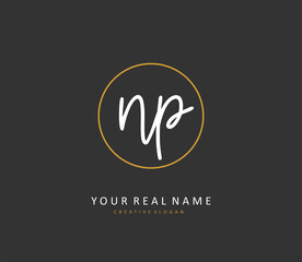 NP Initial letter handwriting and signature logo. A concept handwriting initial logo with template element.