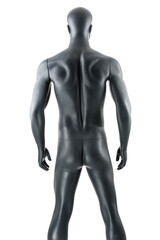 Male gray athletic mannequin doll or store display dummy isolated.