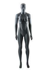 Female gray athletic mannequin doll or store display dummy isolated.