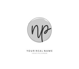 NP Initial letter handwriting and signature logo. A concept handwriting initial logo with template element.