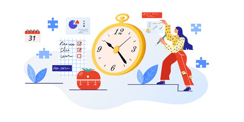 Time planning vector illustration. Efficient and productive work concept