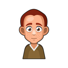 Cute Redhead Man Avatar Character. Cartoon Style Userpic Icon. Vector