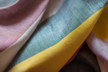 Multicolored striped fabric, textile background