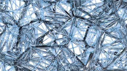 3d Crystal Glass Fractal Business Background Render in Cold Pastel Blue Color