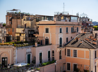 Naklejka premium Old Italian houses with clear sky at background