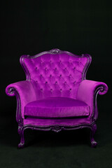 purple Isolated Bergère armchair on black background