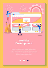 Online planning, internet business store. Site landing page template. Website and mobile development concept. People are creating the look of the email page. Website for working on the internet