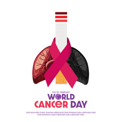World Cancer Day concept. Vector Illustration of tobacco designs
