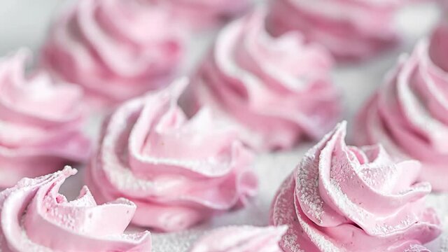 Homemade sweets, zephyr, marshmallow for the holiday. Homemade sweets, 4k video