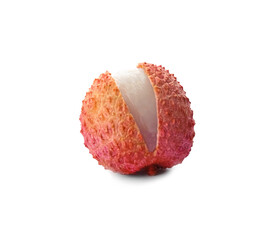 Whole ripe lychee fruit isolated on white