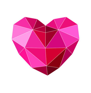 Polygonal heart isolated on white background vector illustration. Heart in geometric style isolated on white background. Heart Icon, logo, symbol, sign