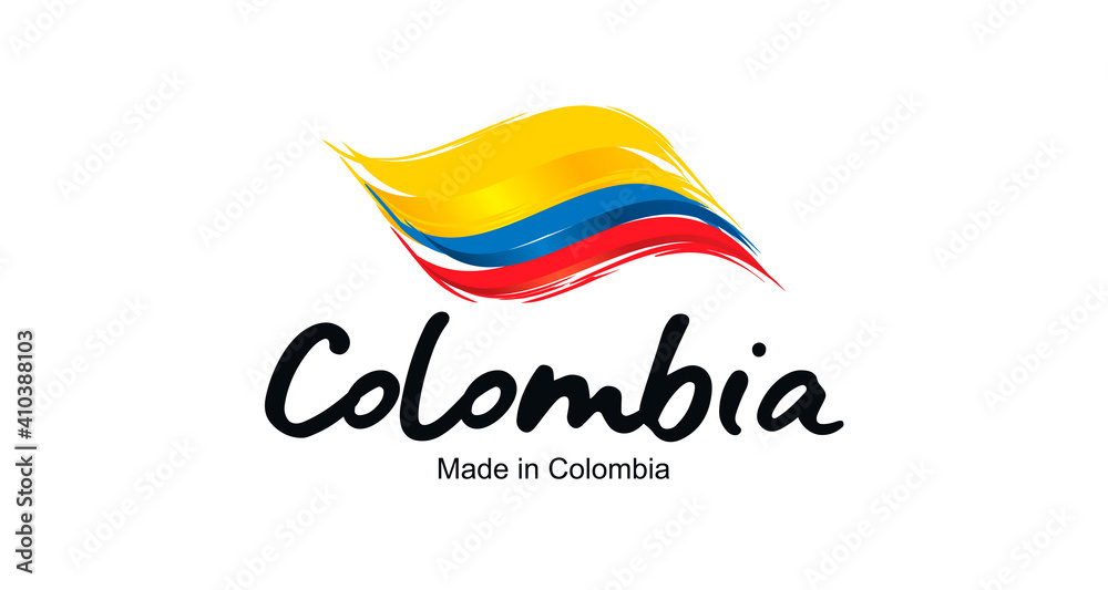 Wall mural made in colombia handwritten flag ribbon typography lettering logo label banner