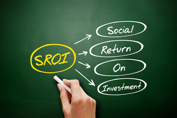 SROI - Social Return On Investment acronym, business concept on blackboard