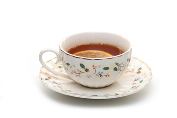 Black tea with a slice of lemon