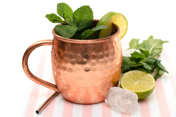 Moscow Mule with mint and lime