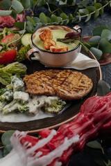 food on a dark background