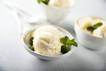 Traditional homemade vanilla ice cream
