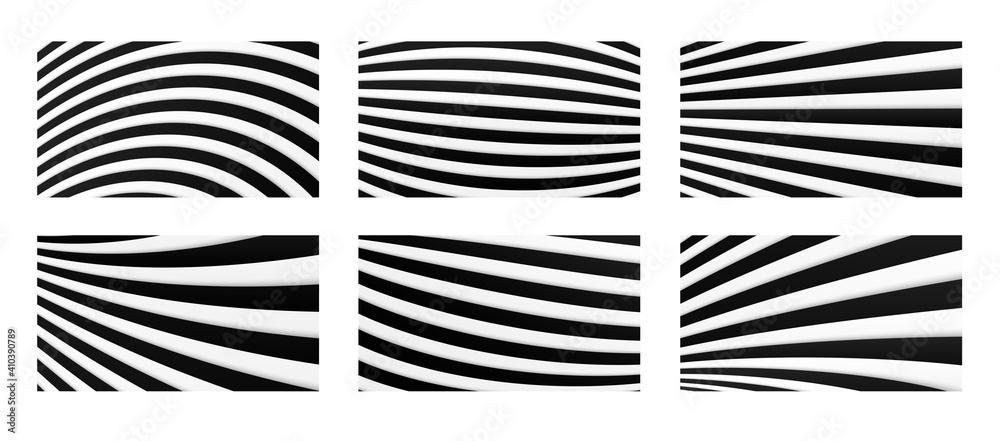 Aufkleber Set of minimal stripped backgrounds. Asbtract monochrome lines vector design.