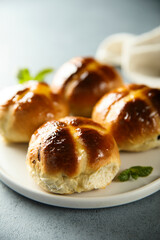 Traditional homemade hot cross buns
