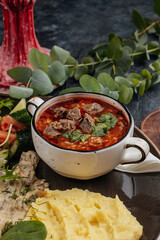 food on a dark background