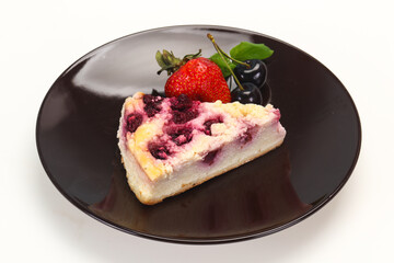 Cheesecake with cherry served strawberry