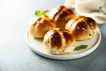 Traditional homemade hot cross buns