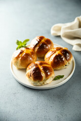 Traditional homemade hot cross buns