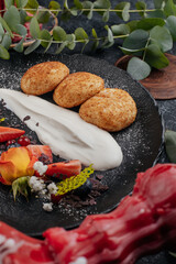 food on a dark background