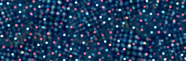 Naklejka premium Red blue bokeh lights on dark toned background. Disco party festive banner. Abstract pattern.