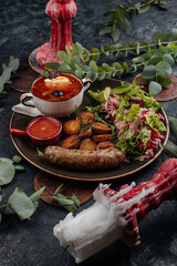 food on a dark background