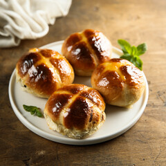 Traditional homemade hot cross buns