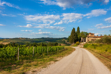 Fototapeta na wymiar The Tuscan hills near Montespertoli, in the Florentine Chianti area