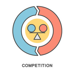 Icon – competition. The chart and the weights show the competition for market advantage. The thin contour lines with color fills.