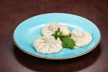 Georgian traditional cuisine - khinkali with meat