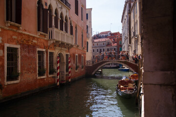 Fototapeta na wymiar Venice, Italy - September 2020: Cozy canals of Venice