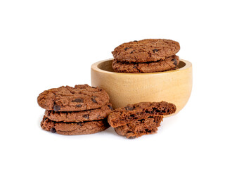 Chocolate chip cookie isolated on white background