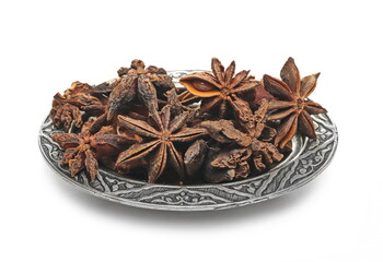 Star anise pile isolated on white background 