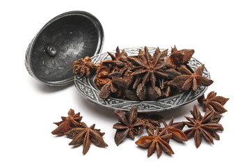 Star anise pile isolated on white background 