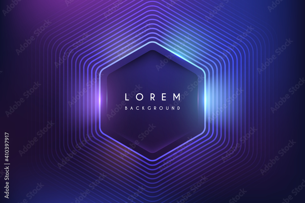 Wall mural abstract neon color hexagon background with light effect