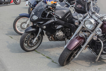 Motorcycles on parking in the city