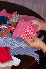 Manufacture of cloth masks, covid-19, global pandemic, selective focus