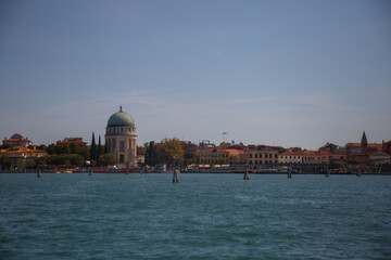 Venice, Italy - September 2020: Bay of Venice, view from the water to Venice