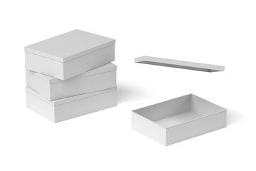 monochrome 3d rendering packing boxes on light background