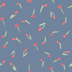 Vector background with decorative tulip flowers. Seamless pattern for invitation or greeting card.
